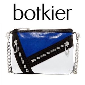 Botkier Cruz Leather Colorblock Crossbody Bag Blue White Black